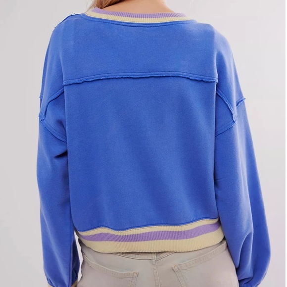 Free People Blue and Lavender Knit Top - Picture 8 of 11